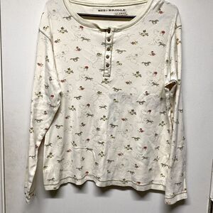 Bit and Bridle Women’s  X Large Henley Shirt With Horses. Equestrian